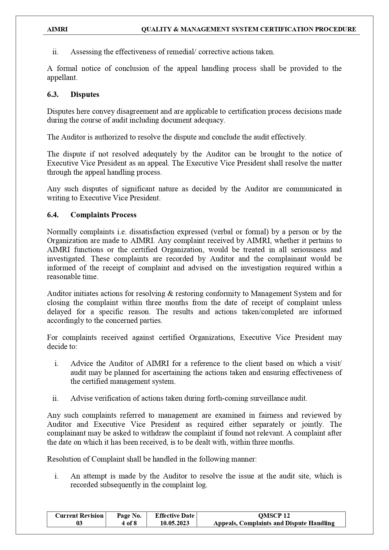 Appeals & Complaints Process